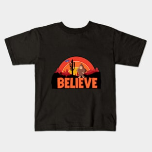 Bigfoot UFO Believe Conspiracy Theory Kids T-Shirt